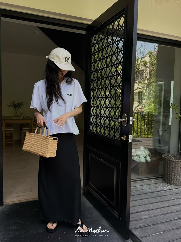滾邊紐結肩渡假長洋裝